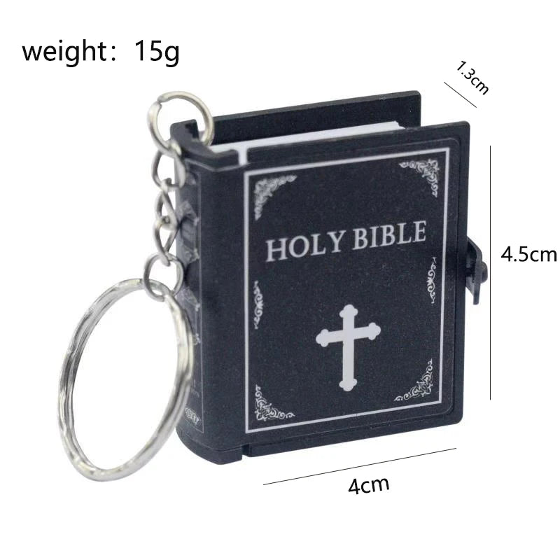 Mini English Holy Bible Keychain - Christian Jesus Cross & Muslim Keyring, Prayer God Bless Charm for Women’s Bag