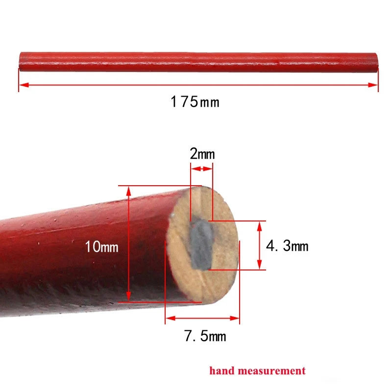 10pcs Carpenter's Pencil Thick Core Black Pen - Special Marking DIY Tool with Scale, Stationery for Carpenter Projects
