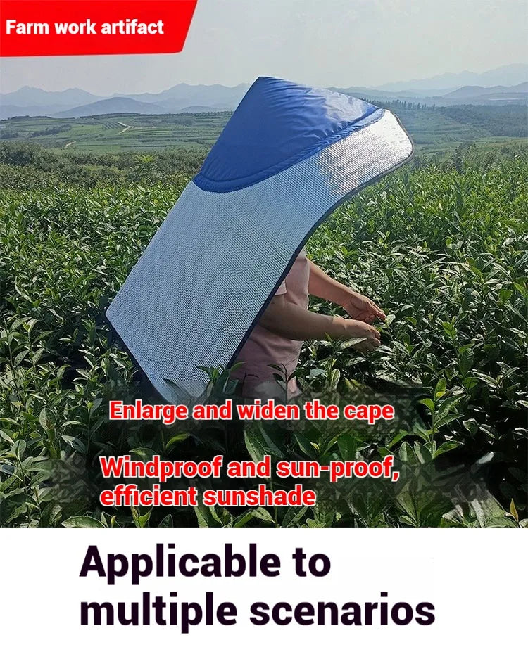 Sun & Rain Hooded Cape – Breathable UV Protection Wide Brim Hat with Neck Cover for Farming & Gardening