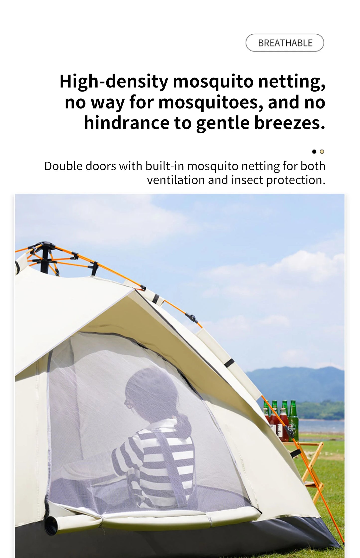 Outdoor Folding Tent – Fully Automatic Quick Open, 3-4 Person Self-Driving Camping Tent, Rain & Sun Proof, Portable