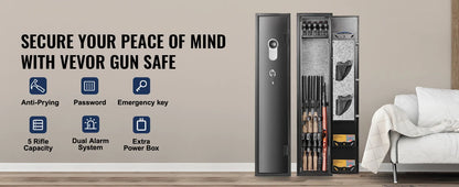 SucceBuy 3-8 Gun Safe – Digital Keypad Lock Cabinet with Removable Shelf for Rifles & Pistols