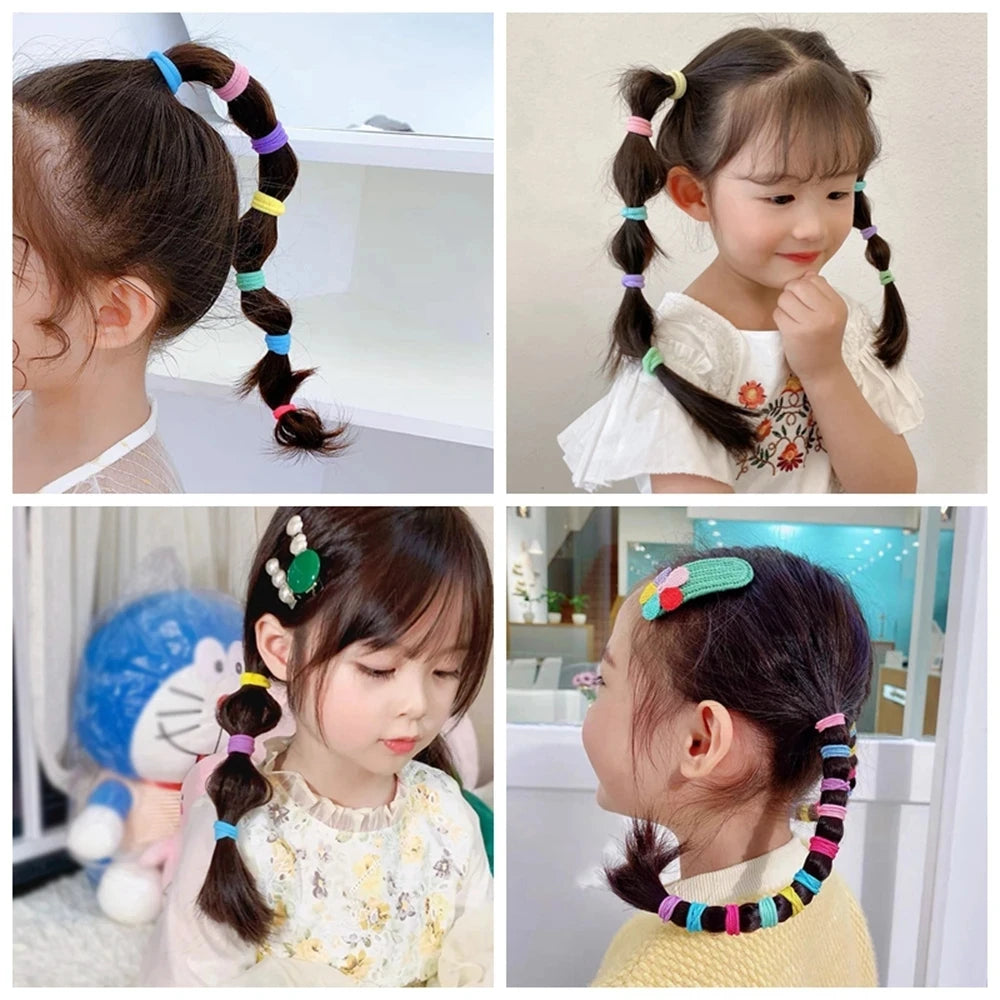 20/50PCS Kids Elastic Hair Bands – Girls Sweets Scrunchie Rubber Bands for Children Hair Ties & Headbands