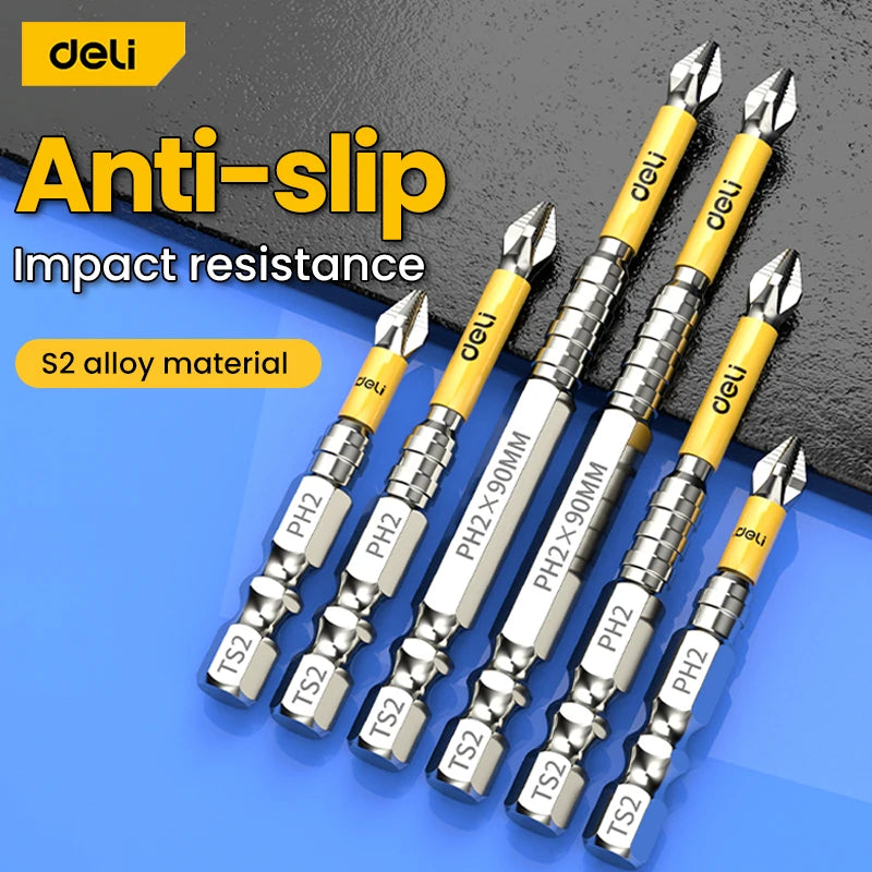 5PCS High Hardness Magnetic Phillips Drill Bit Set, Non-Slip Cross Head Screwdriver Bits 25–150mm for Electric Drill & Hand Tools