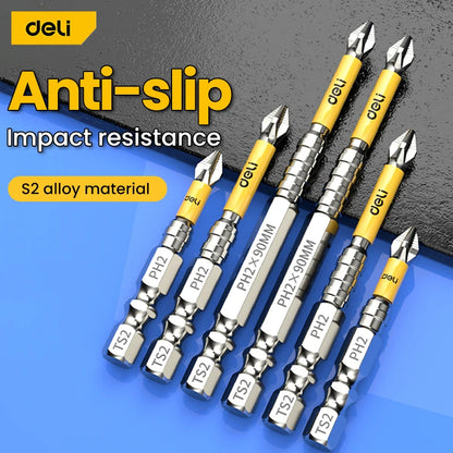 5PCS High Hardness Magnetic Phillips Drill Bit Set, Non-Slip Cross Head Screwdriver Bits 25–150mm for Electric Drill & Hand Tools