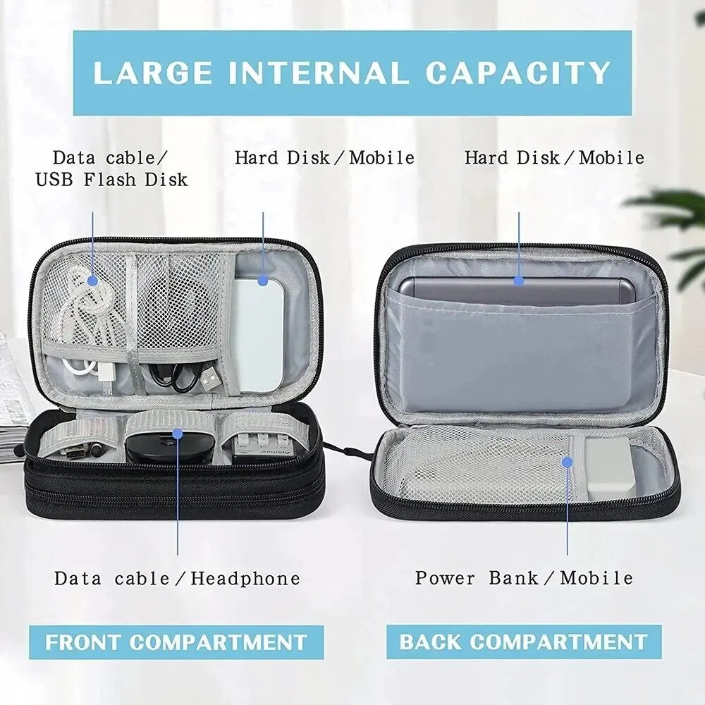 Waterproof Travel Cable Organizer Bag – Portable Double-Layer Storage Pouch for Cables & Chargers
