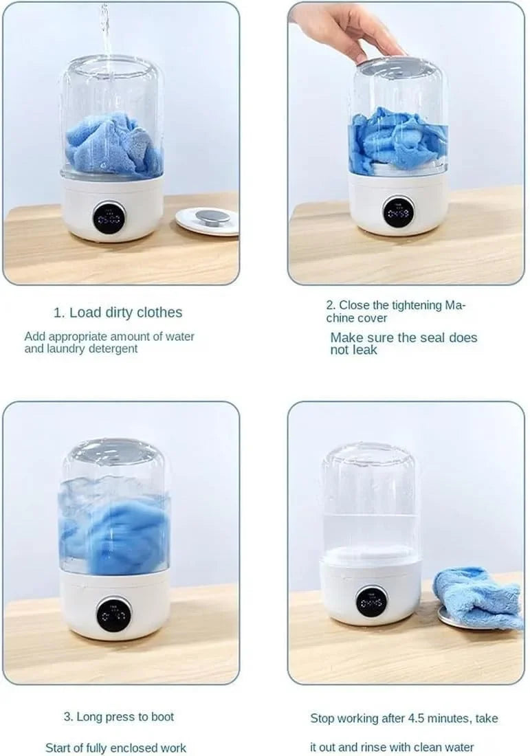 Wireless Portable Washing Machine – 1L Mini Underwear & Socks Cleaner with Dehydration Function