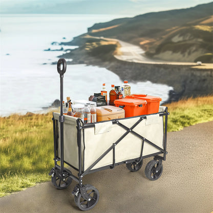 Wisfor Heavy Duty Foldable Wagon Cart — 440 Lbs Capacity, Adjustable Handle for Camping, Shopping & Beach