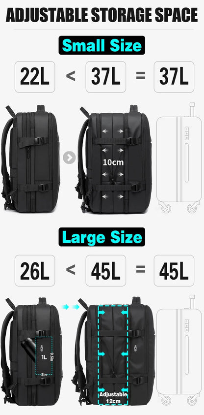 BANGE Expandable Men’s Waterproof Laptop Backpack – 17.3" Large Capacity Hiking & Travel Bag
