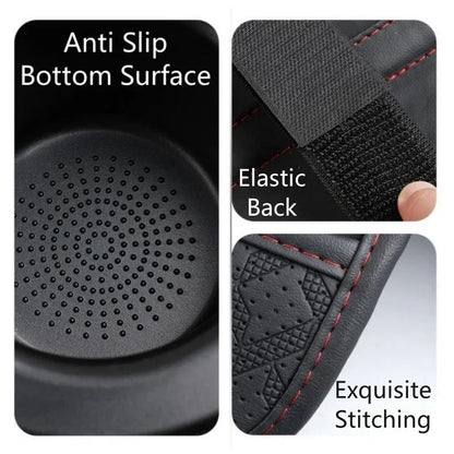 Universal Car Center Console Organizer Armrest Cover – Thickened Storage Pad with 2 Side Pockets & Dual Cup Holders for Cars & SUVs