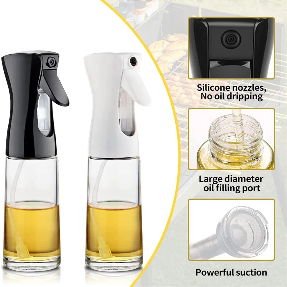 Olive Oil Spray Bottle – Reusable Food-Grade Oil & Vinegar Dispenser for Cooking and Kitchen Use