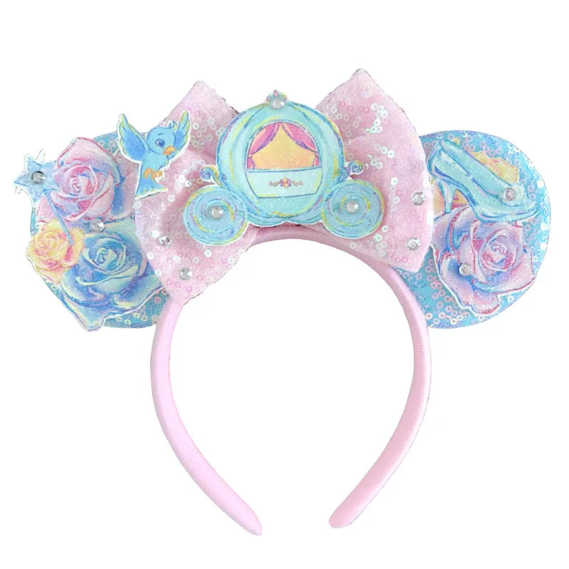 Mickey Mouse Ears Headband with Bow – Sequin Candy Cosplay Costume Party Accessory for Girls & Women, Christmas Gift