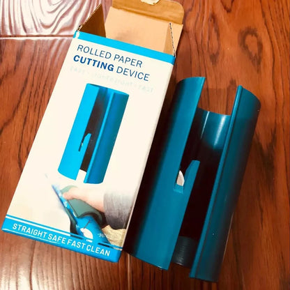 Wrapping Paper Cutter – Sliding Christmas Paper Cutting Tool, Safe Plastic Mini Cutter for Household Use, Blade-Free