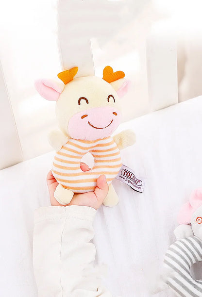 Newborn Baby Rattle Toy – Plush Cartoon Animal Hand Ring for Infants 0-24 Months, Toddler Early Educational Bed Toy