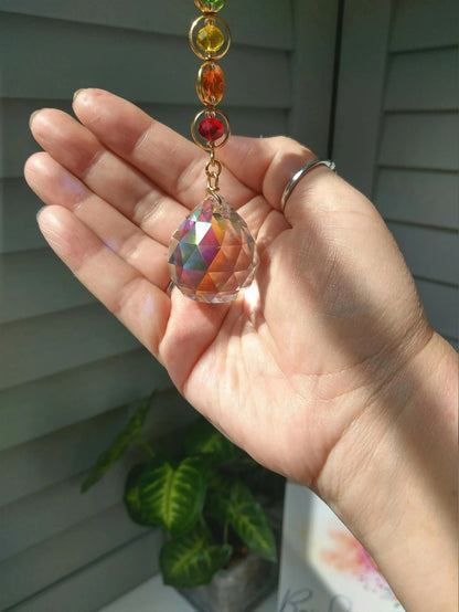 Crystal Suncatcher Mobile - Rainbow Prism Meditation Decor, Hanging Home Decoration & Fantasy Rainbow Maker
