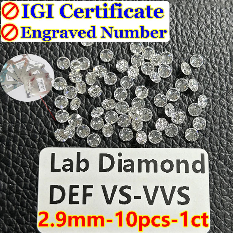 0.1–5CT Super White Lab-Grown Diamond Loose — IGI/GIA Certified, HPHT & CVD, DEFG VVS-SI, Diamond Tester Approved for Wedding Jewelry