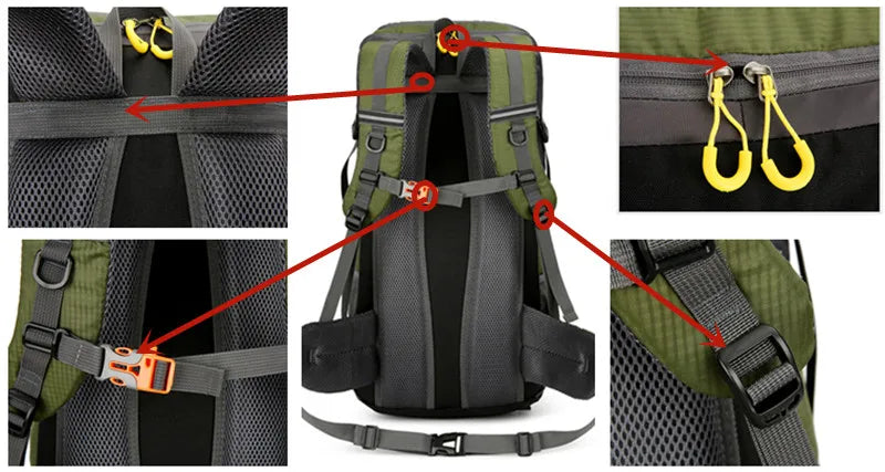 2025 50L Outdoor Hiking & Camping Backpack – Travel Duffel & Sports Backpack