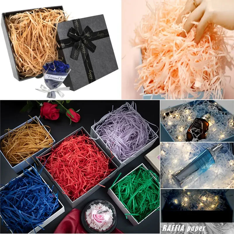 100g Colorful Crinkle Raffia Paper Filler – Shredded Lafite Grass for DIY Wedding, Party, Gift Box & Candy Packaging