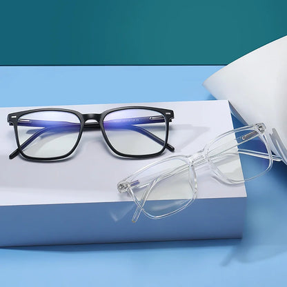 2024 Trending TR90 Blue Light Blocking Glasses – Matte Black Gaming Eyewear for Men & Women, Transparent Fashion Frame