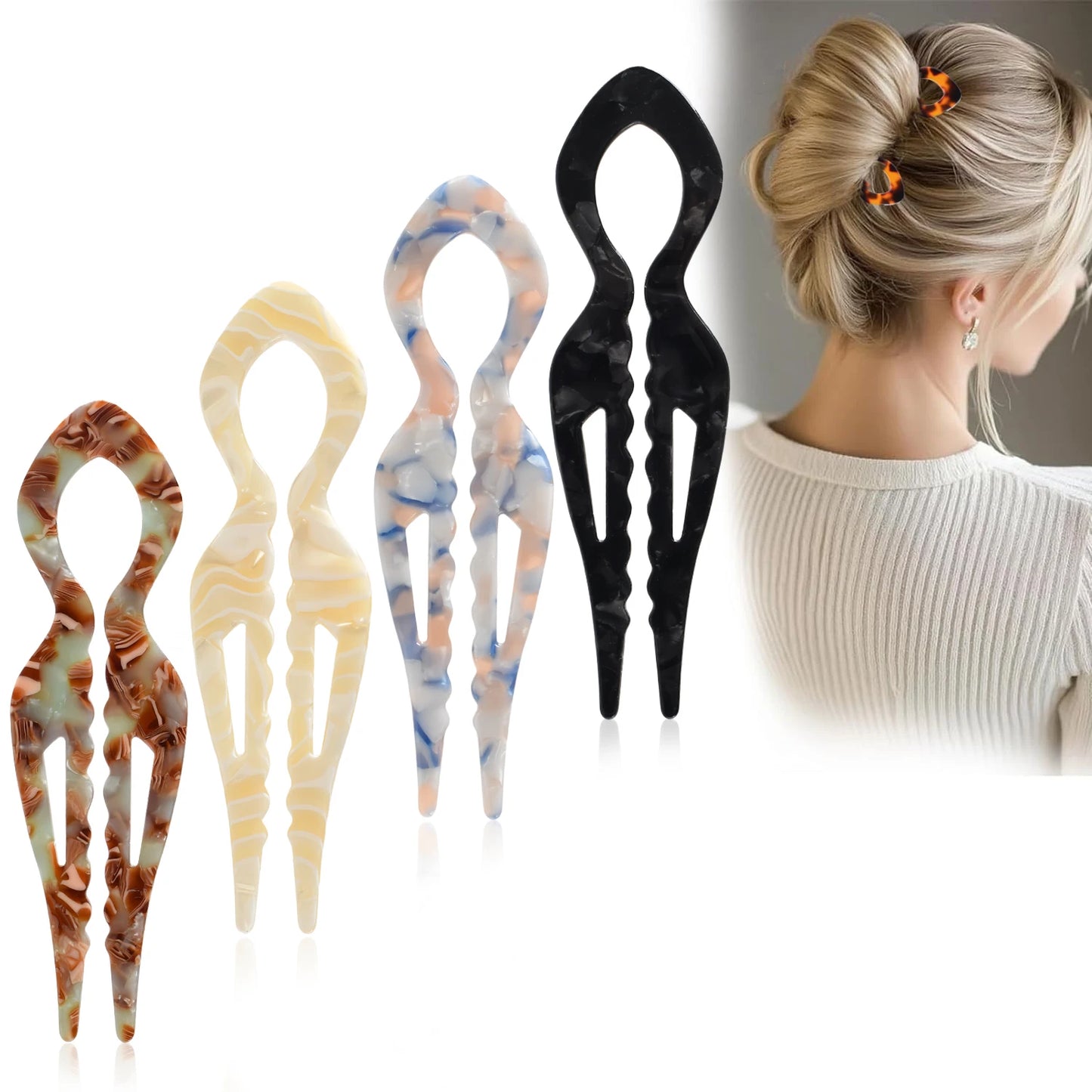 Acrylic Fish Tail U-Shaped Hairpin - French Twist & Lazy Bun Styling Accessory