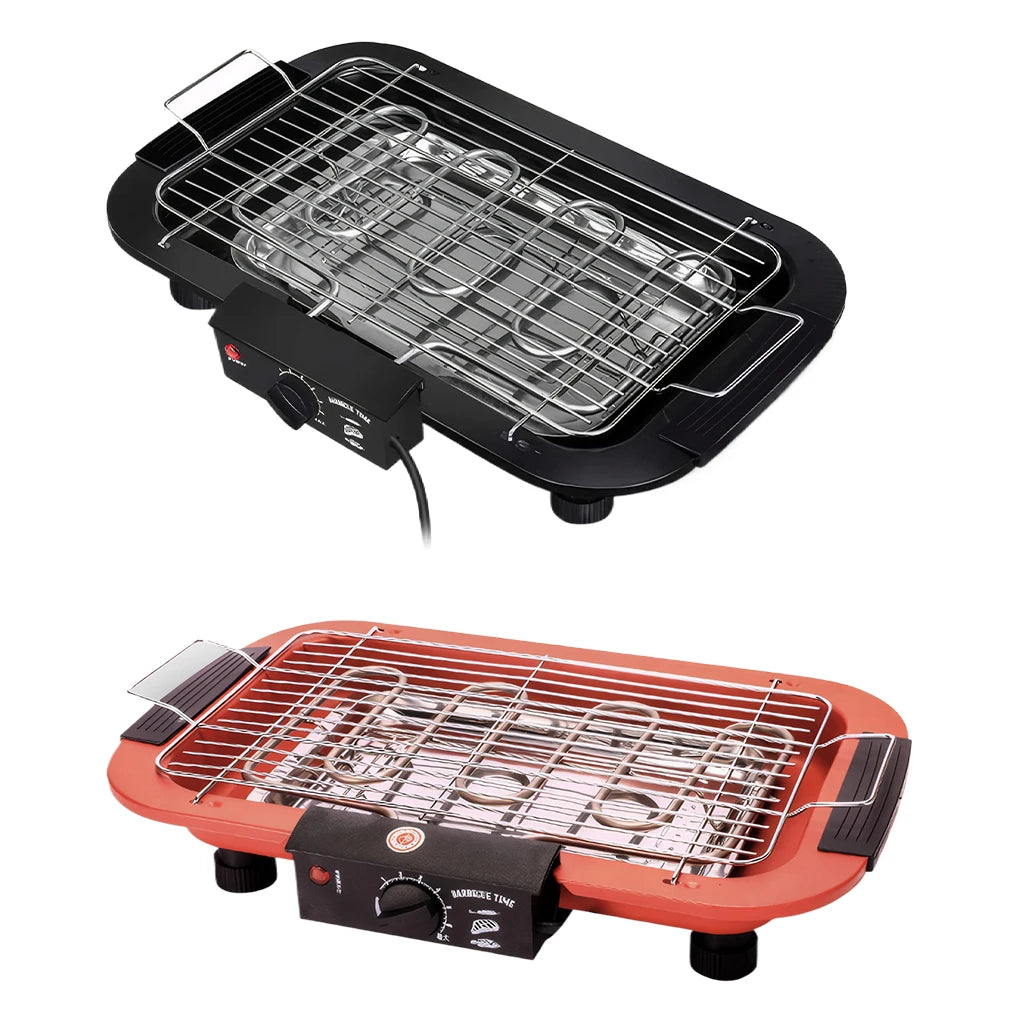 Electric Indoor Smokeless BBQ Pan — Versatile & Durable Grill for Cooking, Black, US Plug