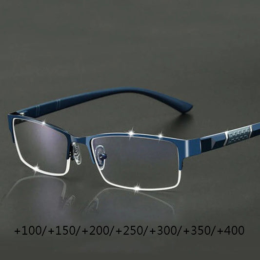 Metal Anti-Blue Light Reading Glasses – Farsighted Eyewear for Men, Business Style with Diopters +0.0 to +4.0