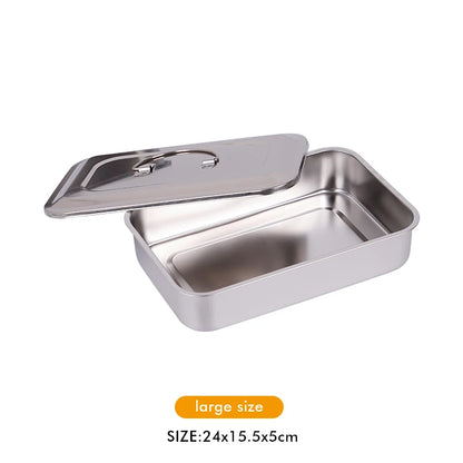 Stainless Steel Dental Instrument Tray with Lid – Medical Sterilization & Disinfection Container for Surgical Tools