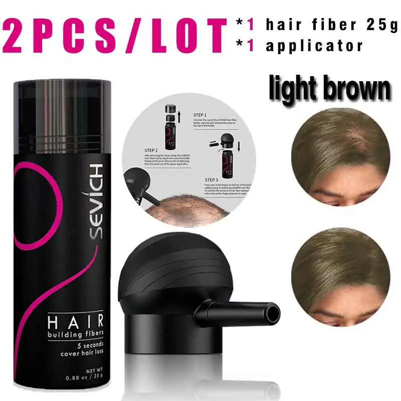 SEVICH Hair Building Fiber Set – Hair Loss Concealer for Sparse or Bald Spots with Keratin Fiber Powder Applicator