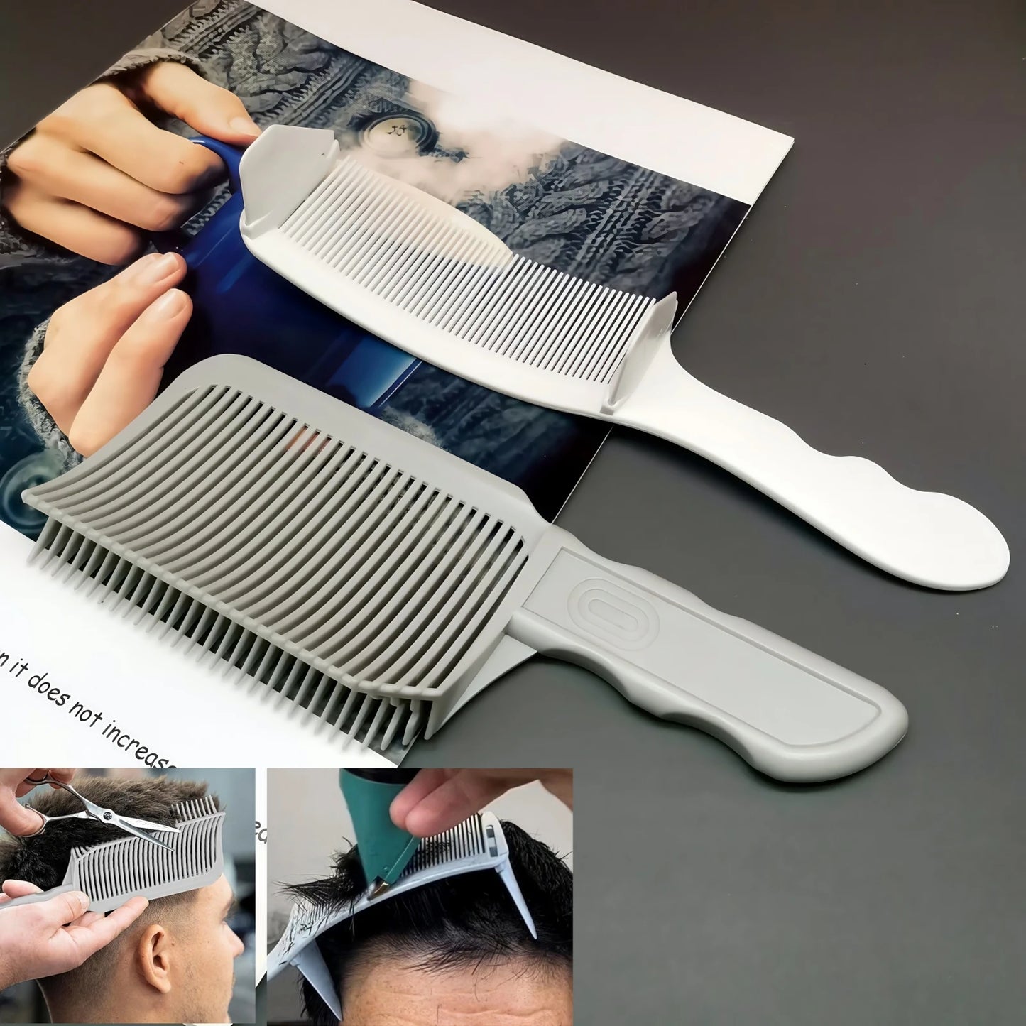 Barber Hair Comb Kit 1/2/3pcs – Flat Top & Fade Styling Comb for Men’s Haircuts