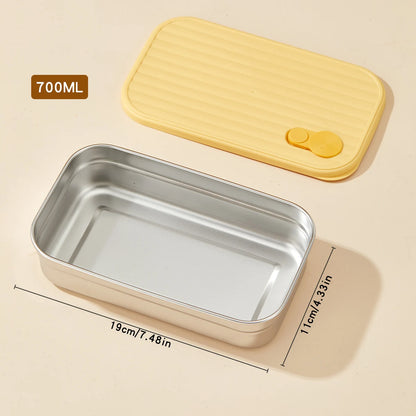 WORTHBUY 304 Stainless Steel Lunch Box with Lid — Portable Leak-Proof Stackable Bento Box for Fruit, Salad, and Food Storage, Ideal for Students