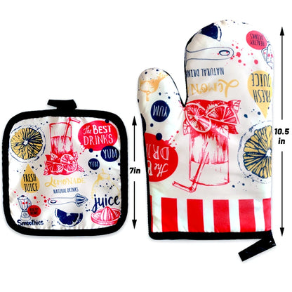 Custom Cartoon Microwave Oven Mitts & Potholder – Heat-Resistant Kitchen Gloves for BBQ, Baking & Cooking