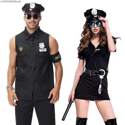 Police Officer Costume - Adult Halloween Cosplay Fancy Dress for Men & Women