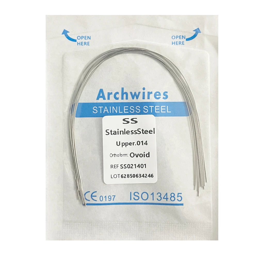 10PCS Dental Orthodontic Arch Wire Set - Stainless Steel Round & Rectangular Dentist Ovoid Form Material