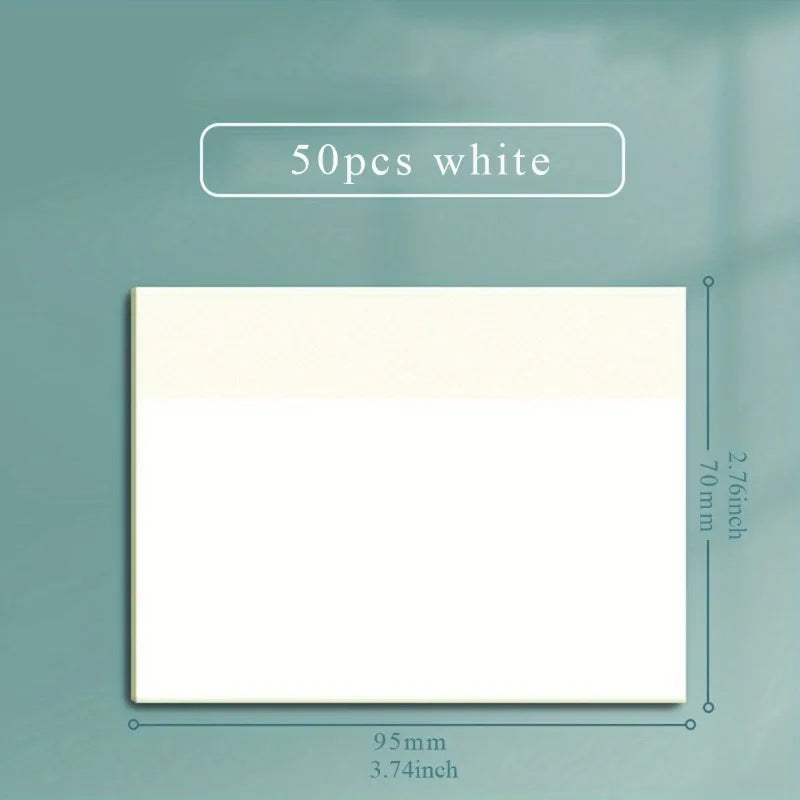 50 Sheets Transparent Waterproof Sticky Notes – Self-Adhesive Memo Pads for School & Office Use, Clear Stationery Notepad Supplies