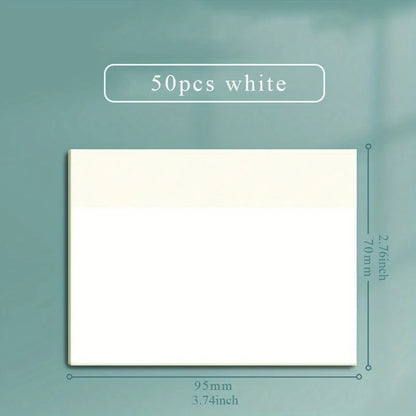 50 Sheets Transparent Waterproof Sticky Notes – Self-Adhesive Memo Pads for School & Office Use, Clear Stationery Notepad Supplies