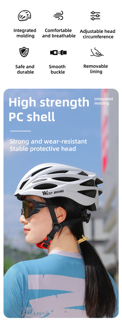 WEST BIKING Ultralight Cycling Helmet - Integrated Molding MTB & Road Bike Helmet for Men & Women