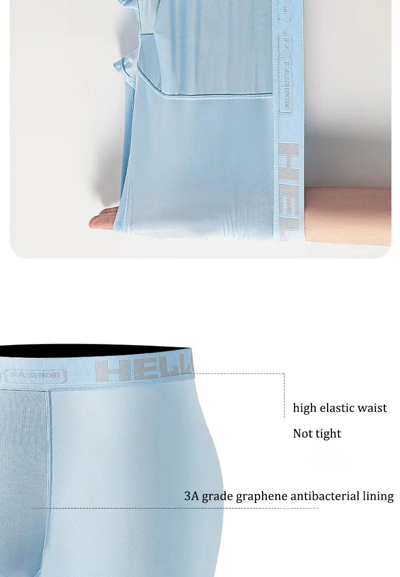 Men's Ice Silk Graphene Boxer Briefs – Breathable, Ultra-Thin, Comfortable Trunks Underwear