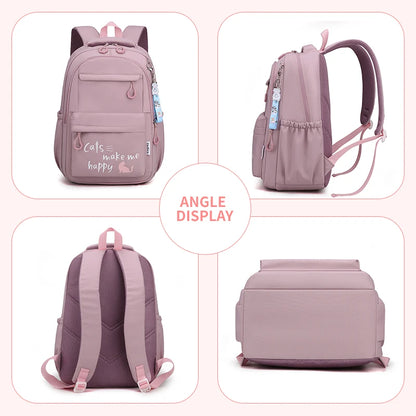Teen Girls School Backpack | Pink Waterproof Bag for Primary & Middle School Students