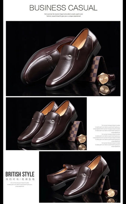 Leather Men's Formal Shoes – Luxury Dress Loafers, Breathable Slip-On Moccasins & Black Driving Shoes (Plus Size 38-44)