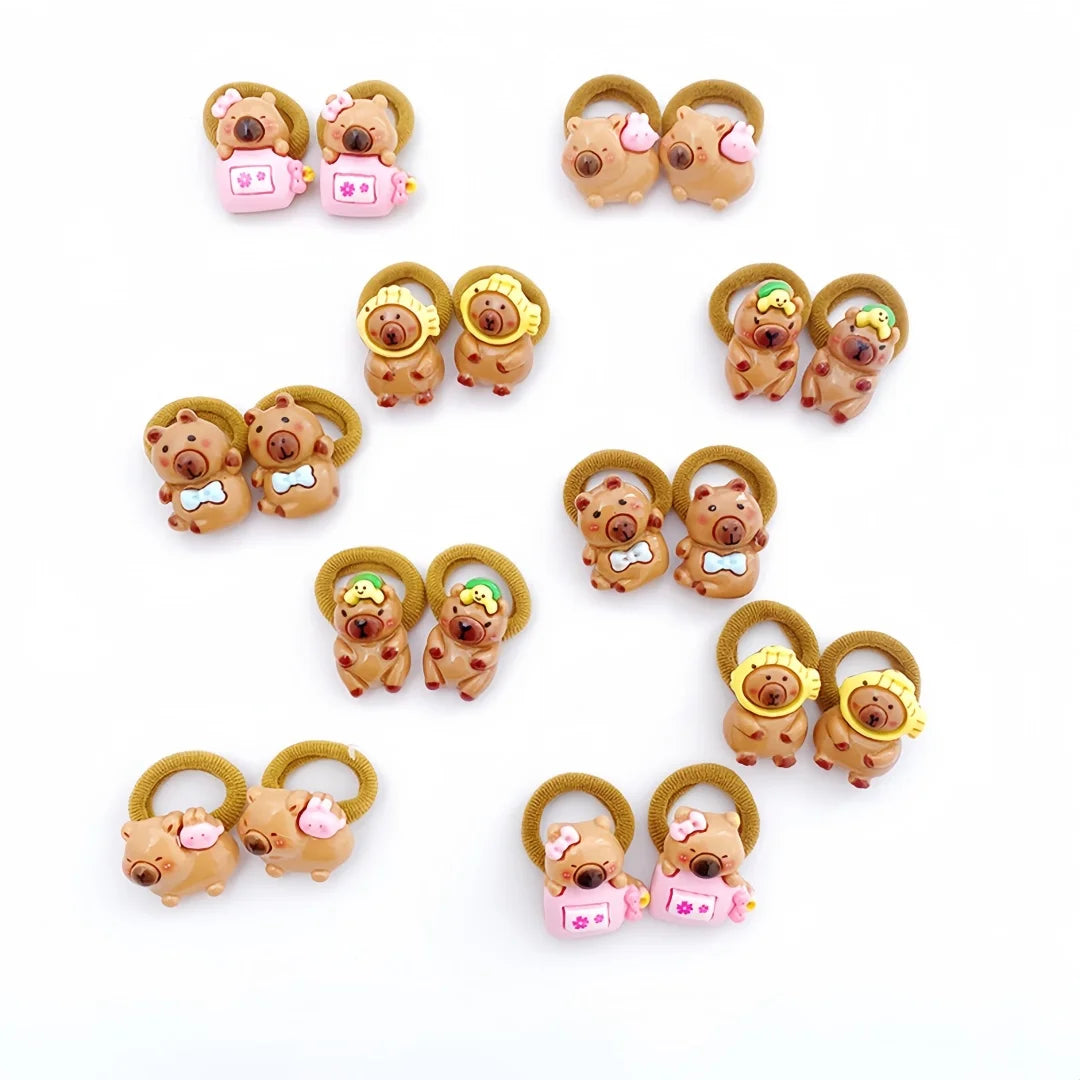 10Pcs Cute Capybara Hair Ties - Colorful Cartoon Resin Hair Accessories for Girls and Kids’ Everyday Hairstyles