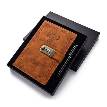 A5 Retro Password Book with Lock – 200 Pages Thick Creative Diary & Student Notepad Notebook