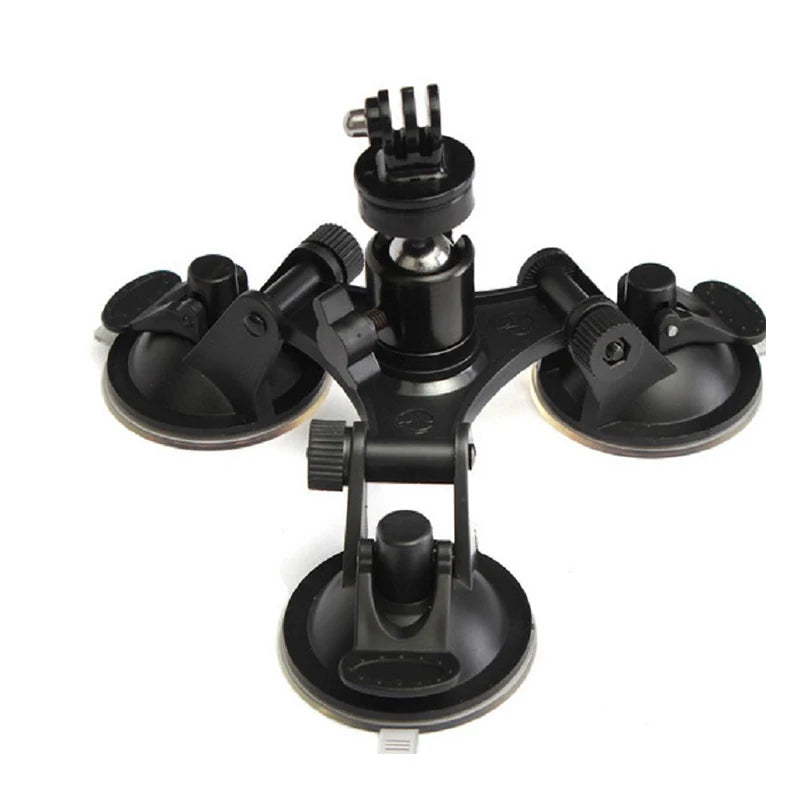 Triple Suction Cup Mount with 1/4'' Thread Adapter for GoPro Hero 13/12/11/10/9/8, DJI Osmo Action 5/4/3, Insta360, SJCAM