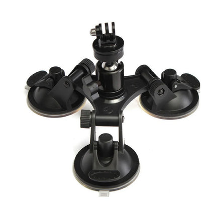 Triple Suction Cup Mount with 1/4'' Thread Adapter for GoPro Hero 13/12/11/10/9/8, DJI Osmo Action 5/4/3, Insta360, SJCAM