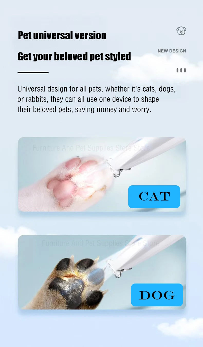 New Waterproof LED Dog Paw Trimmer – Pet Hair Clippers with LED Display & 18mm Wide Blade
