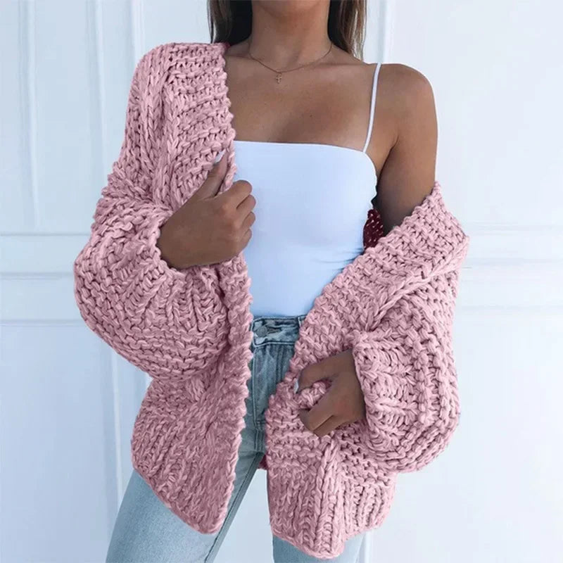 ALLUKASA Women’s Autumn Winter Cardigan – Plush Batwing Long Sleeve Loose Knit Sweater Outerwear Fashion Pullover
