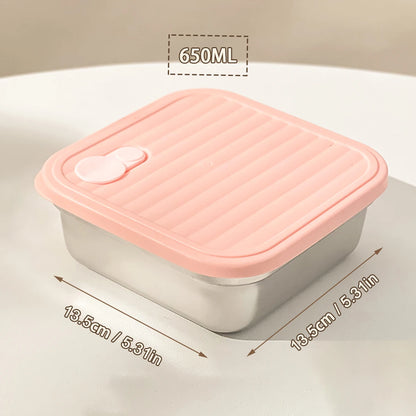 WORTHBUY 304 Stainless Steel Lunch Box with Lid — Portable Leak-Proof Stackable Bento Box for Fruit, Salad, and Food Storage, Ideal for Students