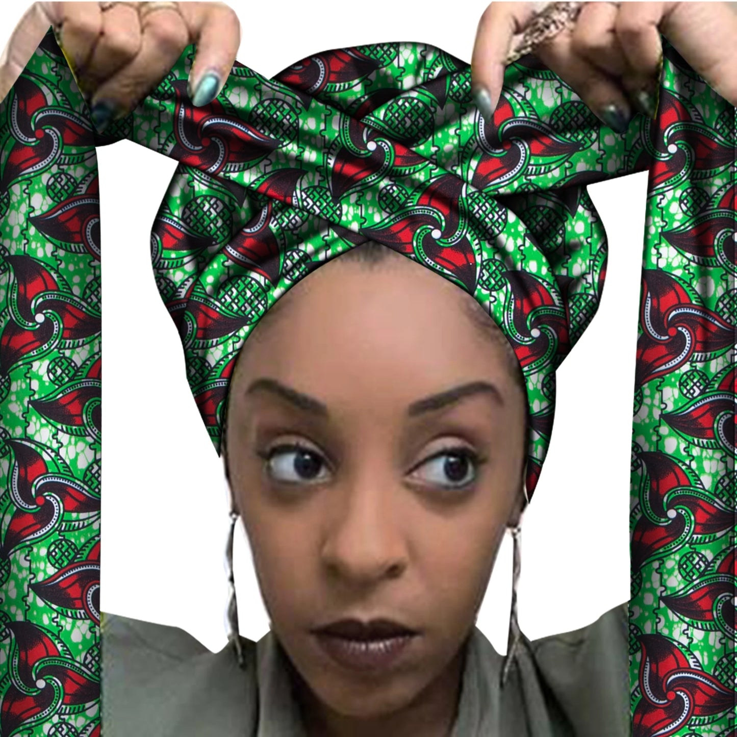 African Print Bonnet with Long Ribbon - Large Size Ankara Hair Wrap Cap for Women, Single Layer Head Cover