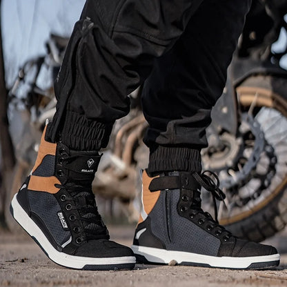 Motorcycle Riding Shoes - Breathable High-Cut, Anti-Fall, Anti-Slip Knight Boots, Parkour Shoes, All-Season Casual Motorcycle Boots
