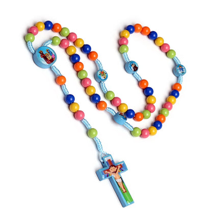 Hand-Woven Rosary Necklace for Kids – Christian Catholic Jesus Christ Pendant for Children