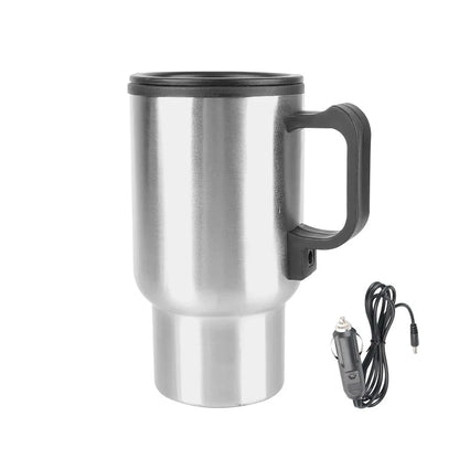 12V Electric Heating Car Kettle - 450ml Stainless Steel Thermal Mug for Water, Coffee, Milk - Travel & Camping