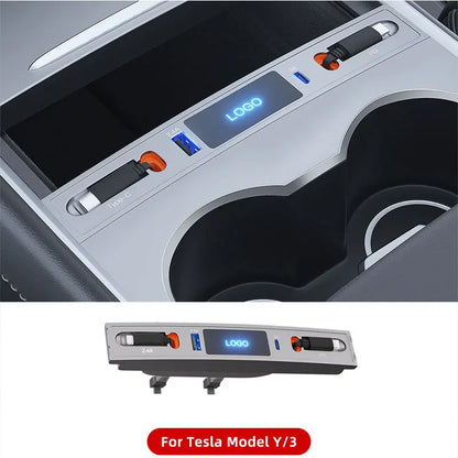 Tesla Model 3 & Model Y 27W Quick Charger USB Shunt Hub – Intelligent Docking Station Car Adapter & Splitter Extension